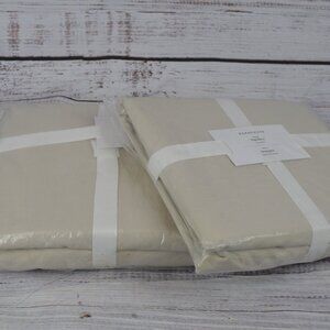 PARACHUTE 100% Percale Cotton Flat SHEET FULL/ QUEEN Fitted Sheet FULL BONE NEW